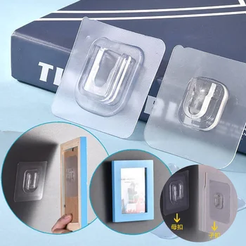 

Double-sided Adhesive Wall Hooks Waterproof Oilproof Self Adhesive Hooks Reusable Seamless Hanging Hook Organizer Storage Rack