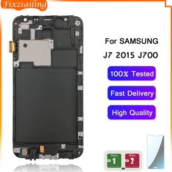 

Super Amoled For Samsung Galaxy J7 2015 J700 LCD Display Touch Screen Digitizer Assembly J700F J700M J700H J700FN LCD with Frame