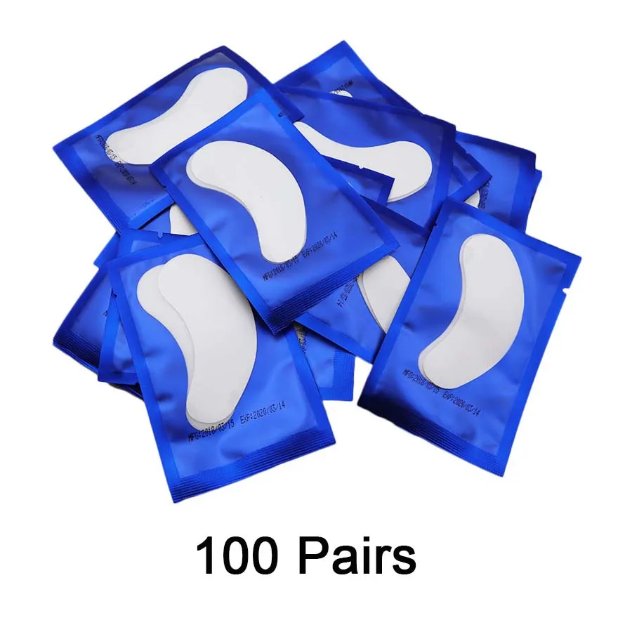 50/100/200 пар накладки для глаз безворсовой стерильные патч для глаз гидрогелевый используется для накладные ресницы для наращивания коллаген Красота наклейка для ресниц - Цвет: 100-pairs-blue