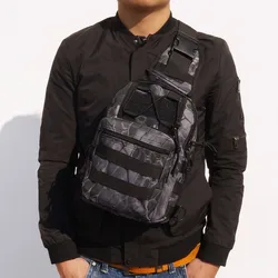Enhanced Tactical Waterproof Outdoor Sling Bag for Hiking, Camping, and Hunting (Black Crepe)