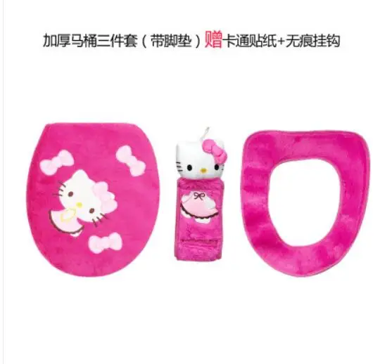 Hello kitty теплое мягкое моющееся сиденье для унитаза Чехол коврик набор для домашнего декора коврик для унитаза чехол для сиденья Крышка для унитаза аксессуары - Цвет: Red