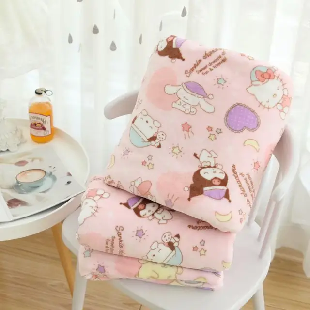 Kawaii Cartoons Pink Blanket 4