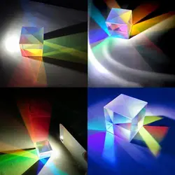Креативная кубическая лампа, Современное украшение для дома, витражная стеклянная призма, светящаяся призма, оптическая X-кубическая лампа