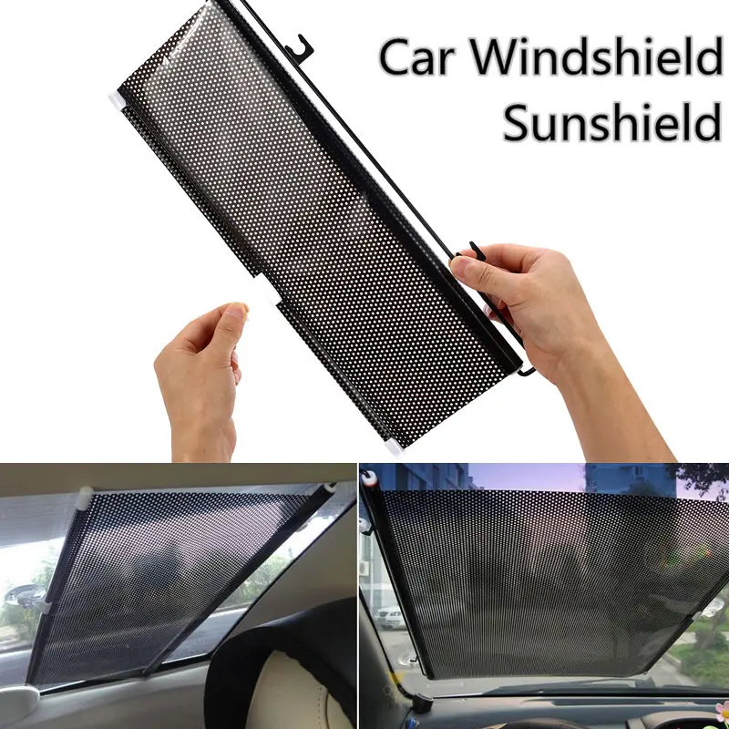 Car SunShade Auto Sun Visor PVC Suction Cup Cover Front Windshield 40x125cm Retractable Durable Windshield Sunshade