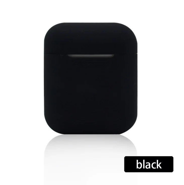 black Мягкий силиконовый чехол, наушники для Apple Airpods, чехол, Bluetooth, беспроводные наушники, защитный чехол, коробка для Air Pods, наушники, сумка - Цвет: black