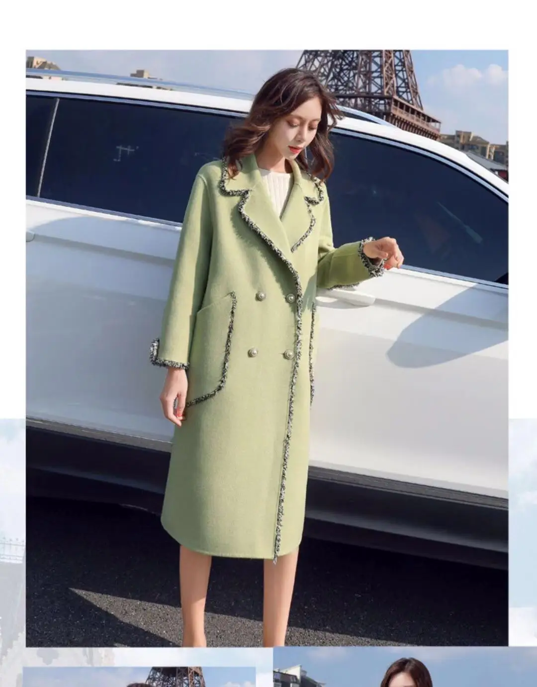 TiLeewon зимнее шерстяное пальто корейский стиль тонкая стеганая куртка с v-образным вырезом X-long пальто для женщин прямое модное пальто