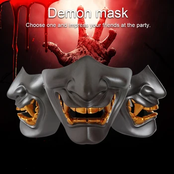 

Scary Role Playing Cosplay Props Resin Samurai Cover Devil Half Face Tactical Life Like Indoor Outdoor Halloween Decoration