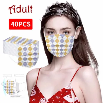 

In Stock! Disposable Face Mask Adult Plaid Anti-pollution Dust Melt Blown 3ply Ear Loop 40pc Breathable Mascarilla Mascarilas