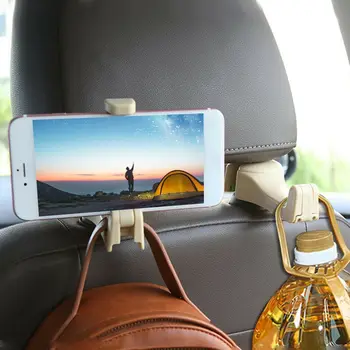

Beige Mobile phone bracket hook Quick installation Back chair hook Two-in-one bracket hook Car headrest hook