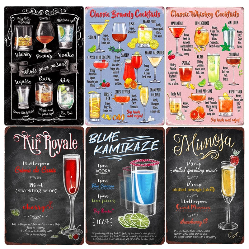 COCKTAILS SERVED HERE MARTINI GLASS  LARGE METAL POSTER METAL TIN SIGN PLAQUE 