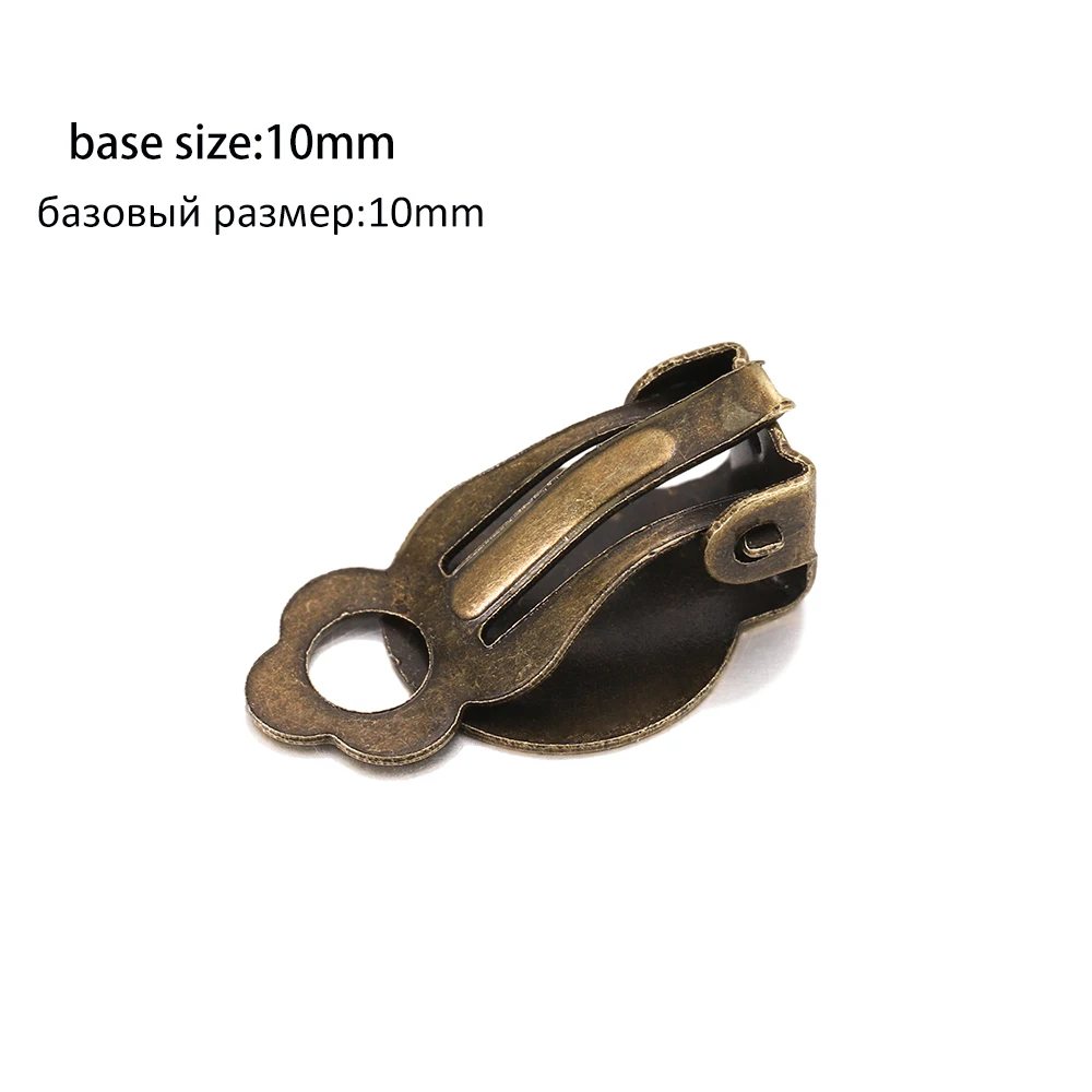 귀 클립 귀걸이 골드 실버 도금 철 빈 설정 기본 맞춤 10mm 유리 카보 숑 DIY 보석 만들기 구성 요소, 50 개/묶음