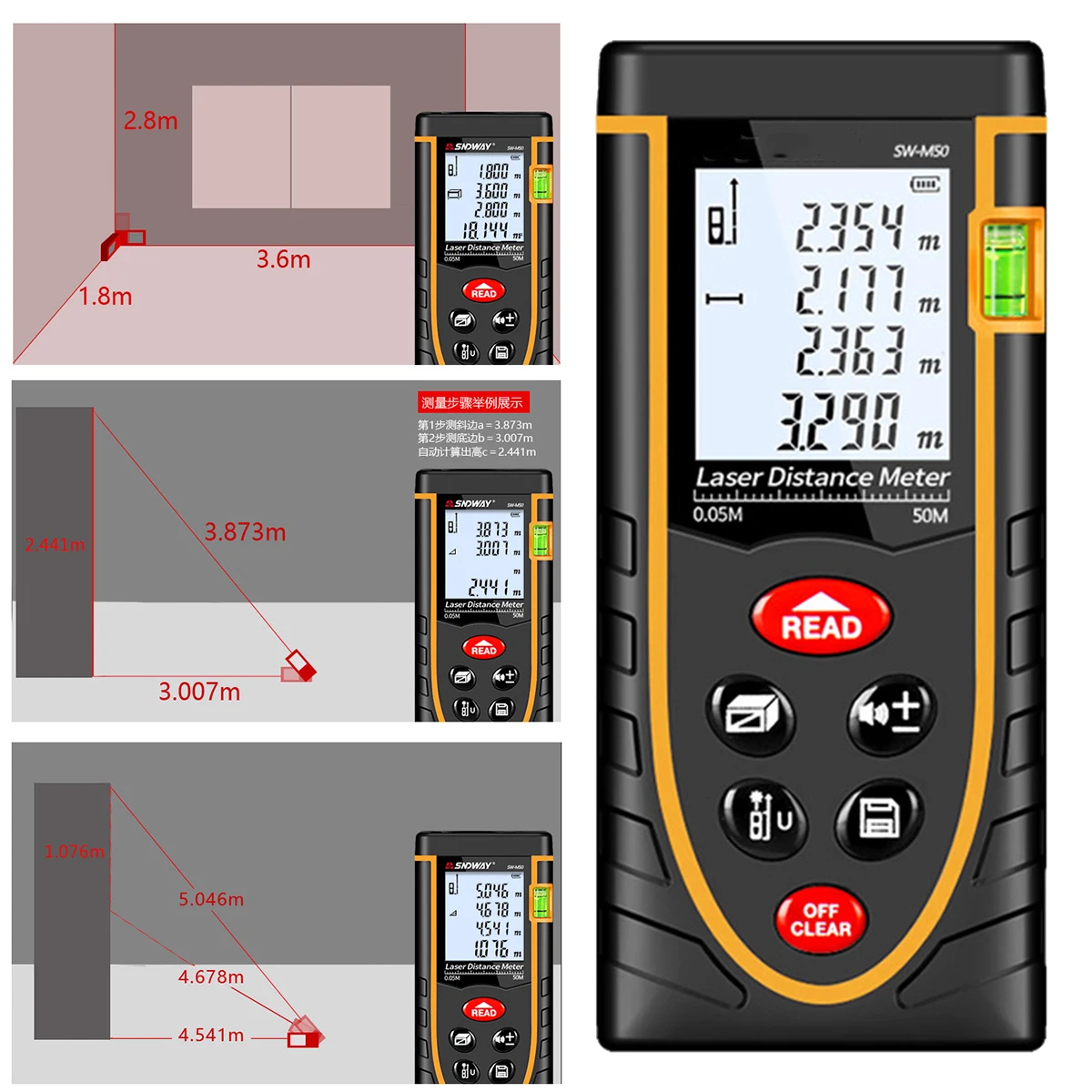 Portable Handheld Digital Laser Distance Meter Range Finder Measure Tool with Dual Bubble Level for construction and industries Portable Handheld Digital Laser Distance Meter Range Finder Measure Tool with Dual Bubble Level for construction and industries
