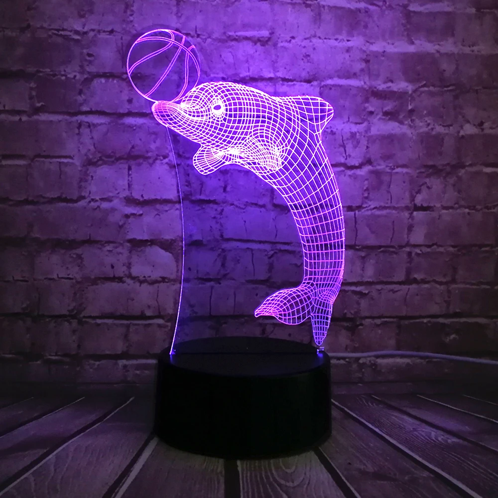3D моделирование, светодиодный ночник, 7 цветов, меняющая атмосферу рыбы, абстрактная настольная лампа, домашний декор для спальни, детское освещение для сна, подарки