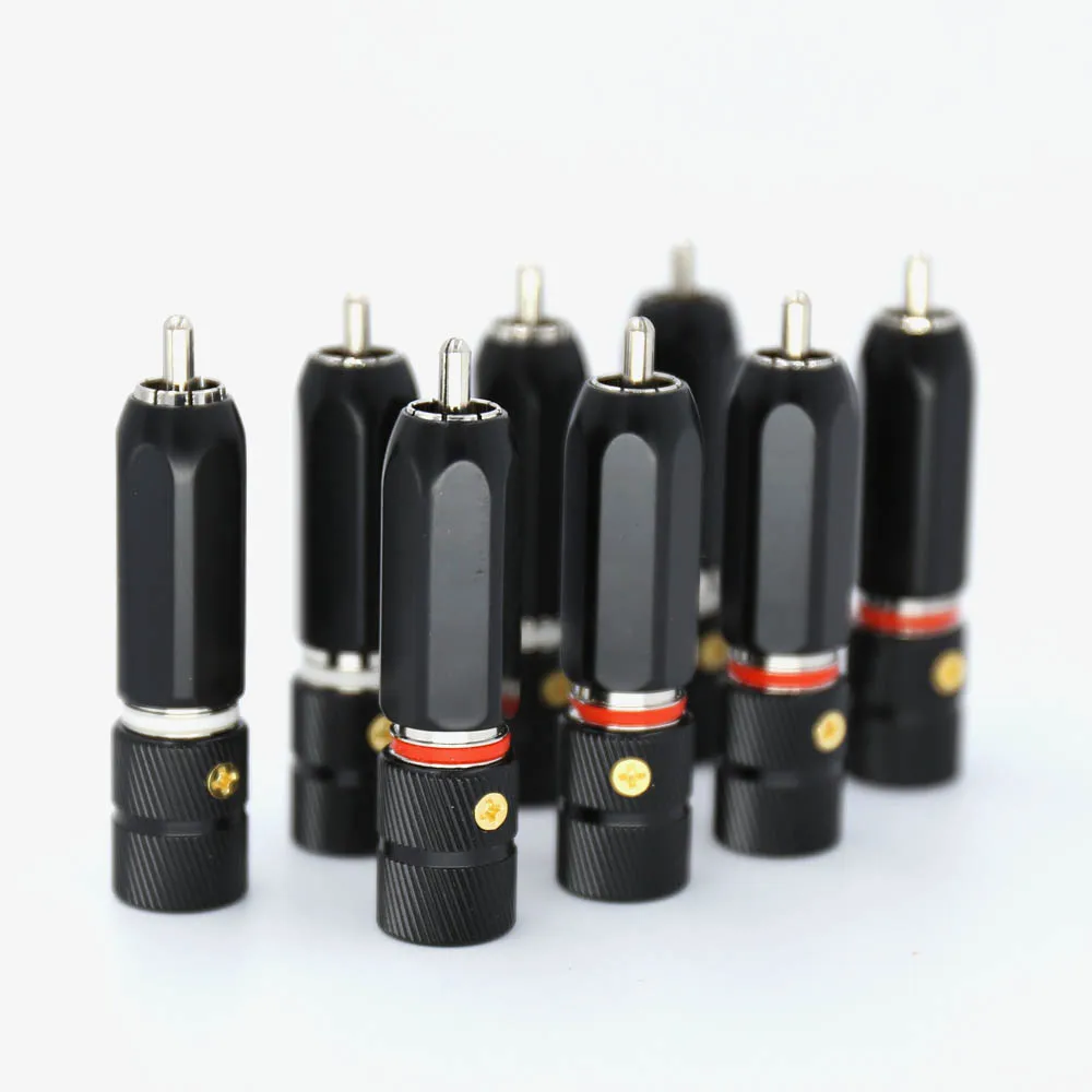 

4x Locking Rhodium Plated RCA Plug 9mm Cable Phono Copper Connector HiFi