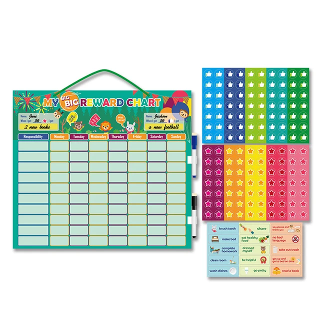 Tableau de comportement magnétique effaçable à sec avec 2 marqueurs, tableau  de comportement pour enfants à la maison, calendrier de réfrigérateur -  AliExpress