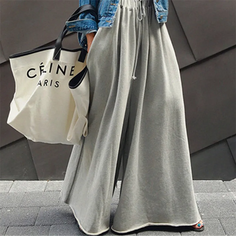 2020 Spring Wide Leg Loose Pants Elastic Waist Long Capri Pants Casual Students Fashion Hoodie Pants Fashion 2020 Spring Wide Leg Loose Pants Elastic Waist Long Capri Pants Casual Students Fashion Hoodie Pants Fashion