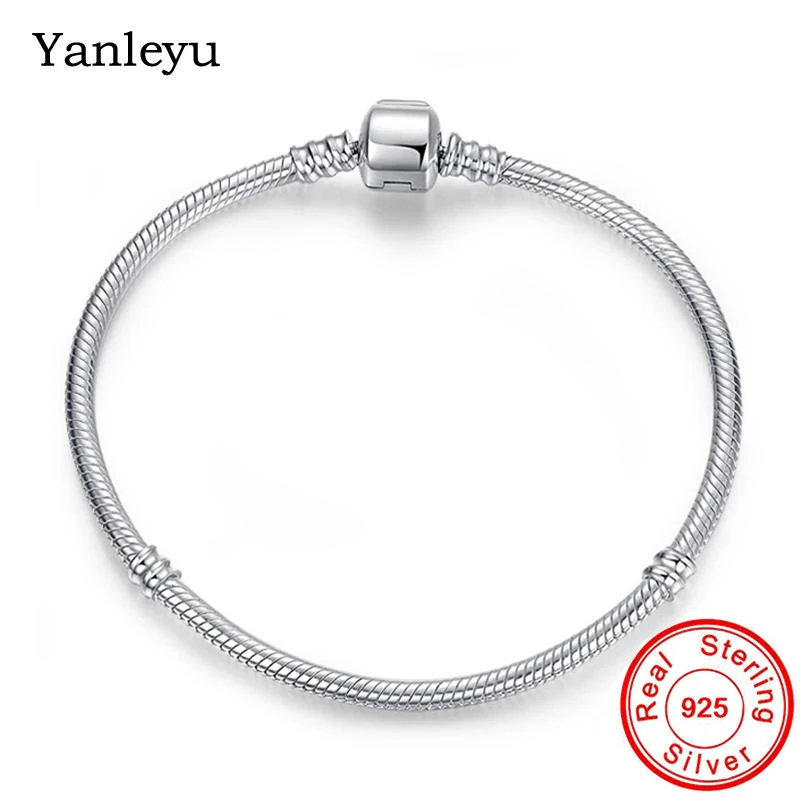 Теряйте деньги! Yanleyu браслет из стерлингового серебра 925 пробы с цепочкой в виде змеи, очаровательное самодельное ювелирное изделие из бисера Pan браслет для женщин подарок PB041
