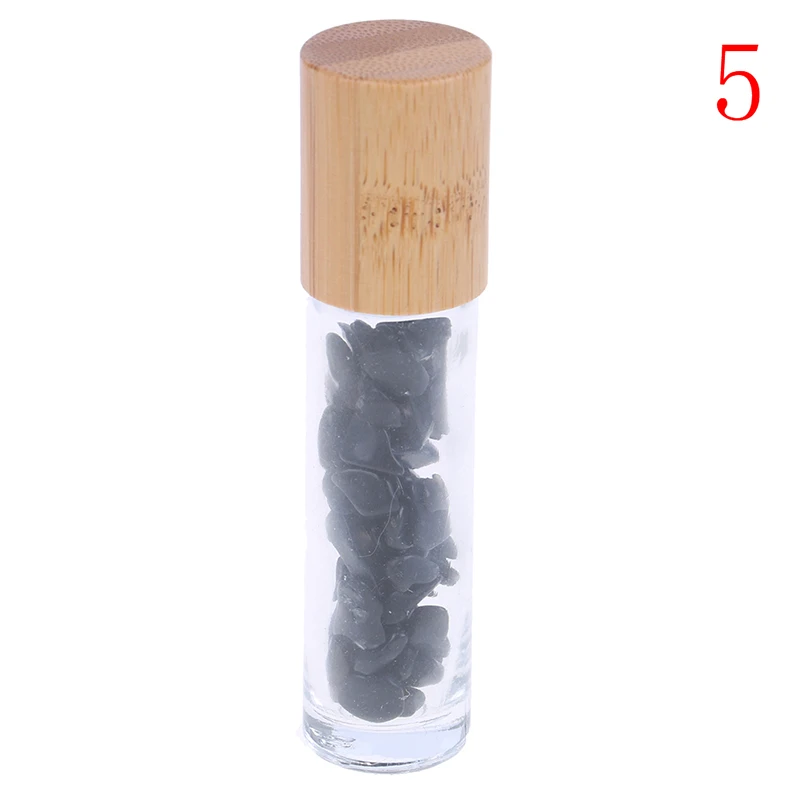 1 шт. 10 мл натуральные драгоценные камни эфирные масла ролик бутылки прозрачное стекло с бамбуковой крышкой крышки - Цвет: 5