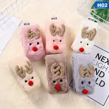 Осенне-зимние рождественские детские шарфы с изображением лося, лисы, слона; корейский Детский плюшевый шарф с рисунком; толстый теплый детский шарф для мальчиков и девочек