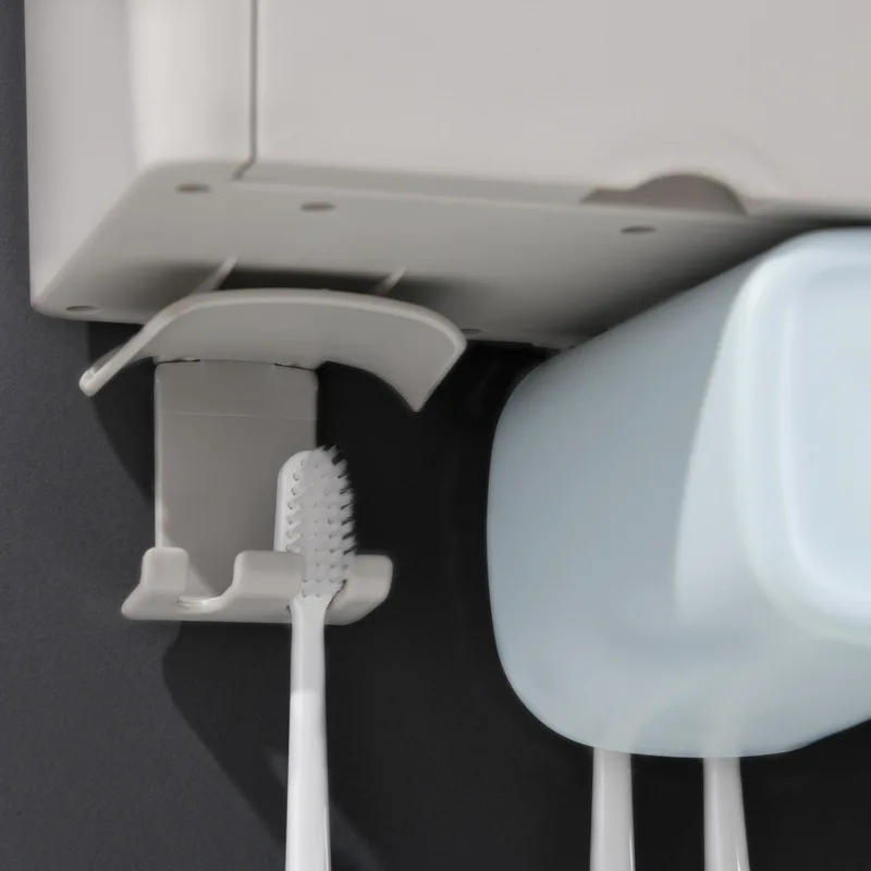 ONEUP Wall-mounted Toothbrush Holder Automatic Toothpaste Squeezer Dispenser Home Plastic Storage Box For Bathroom