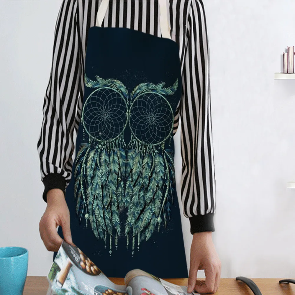 Kitchen Aprons Owl printed Women Men Girls Home Cooking Kitchen Print Adjustable Apron Male & Female Chef's Aprons New Drop Ship