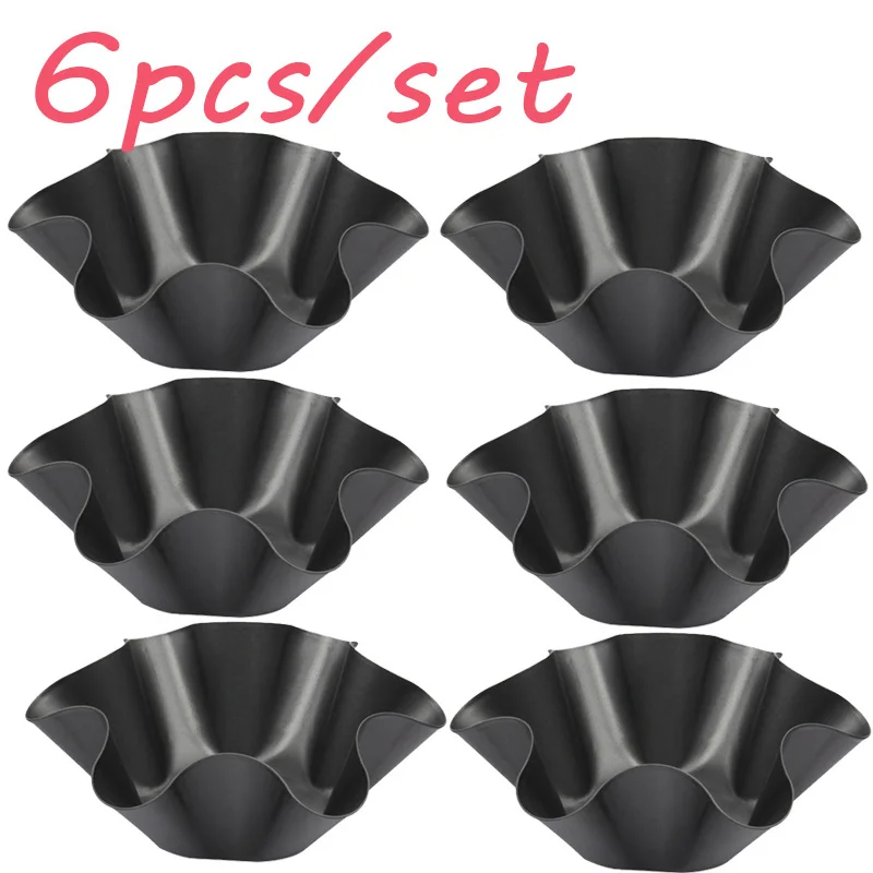 6pc Горячая 6 шт. антипригарная гофрированная Форма для яиц форма цветка Многоразовые кексы и форма для выпекания кекса сковородки - Цвет: 6pc