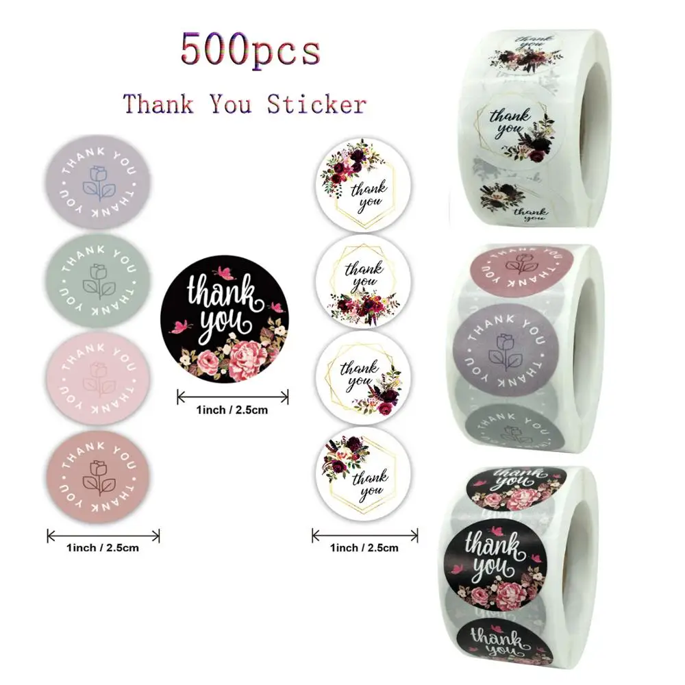 

Qiduo 500pcs Thank You Circle Stickers for Supporting My Business Paper Handmade Seal Label Gift Packaging Stationery Sticker