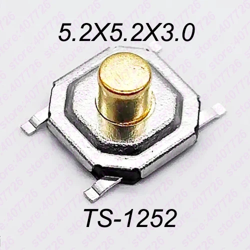 Высокое качество, 50 шт., 5,2x5,2x1,5 мм до 9 мм, 4PIN, SMT, металлический Тактический кнопочный переключатель, тактовый переключатель, клавиша, динамик, аудио кнопка - Цвет: H 3.0MM