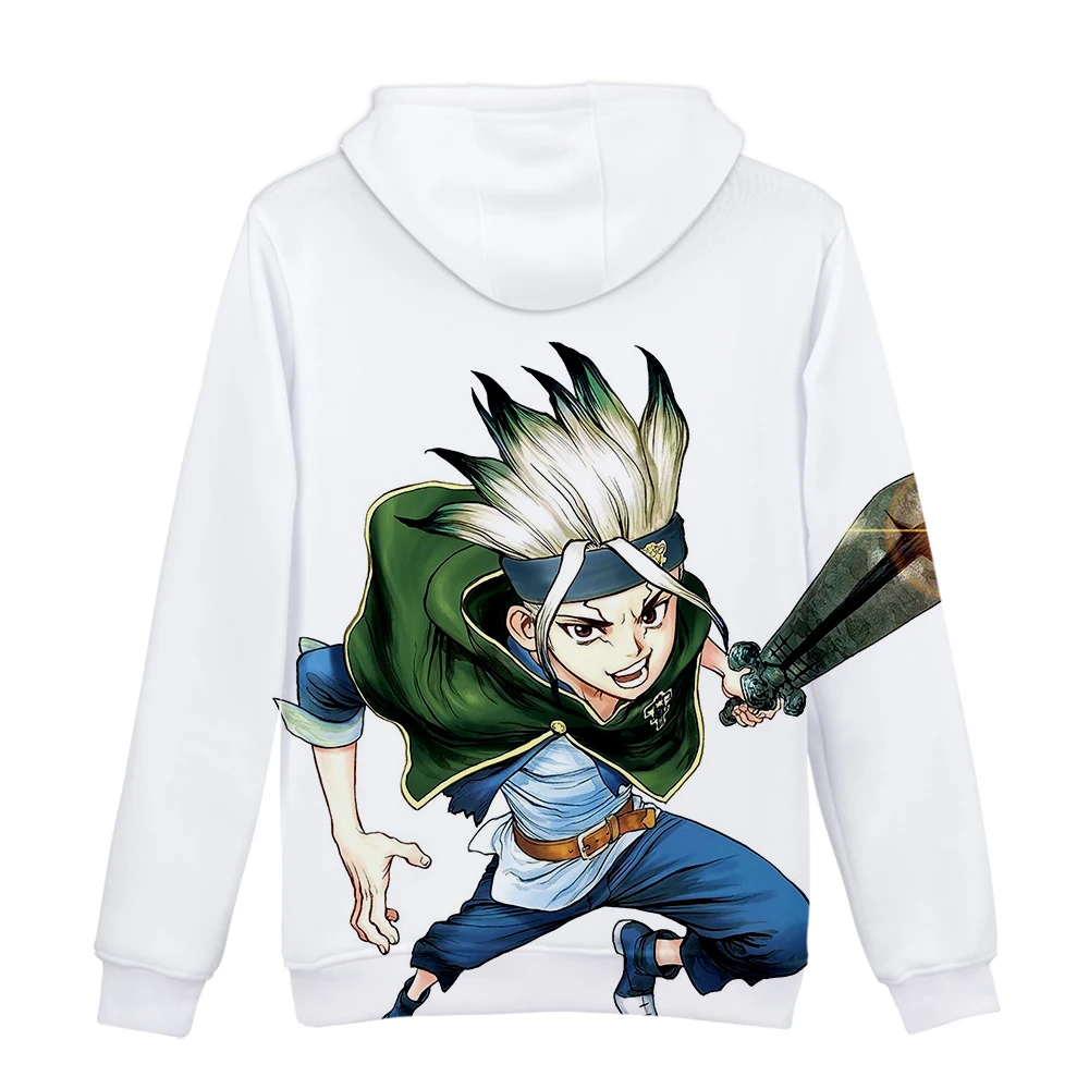 Повседневные толстовки в стиле хип-хоп с 3D принтом «dr. stone Harajuku» для мальчиков и девочек на осень, модные пуловеры с 3D капюшоном для мужчин и девочек