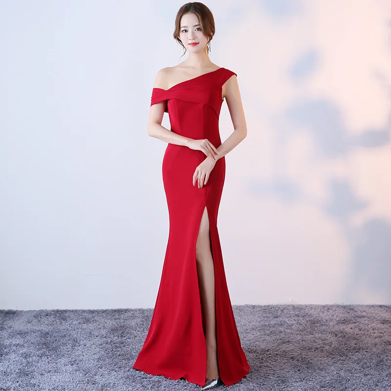 Красные вечерние платья на одно плечо Qi Pao, женское традиционное китайское свадебное платье, Qipao, продвижение невесты, женитьба, винтажное