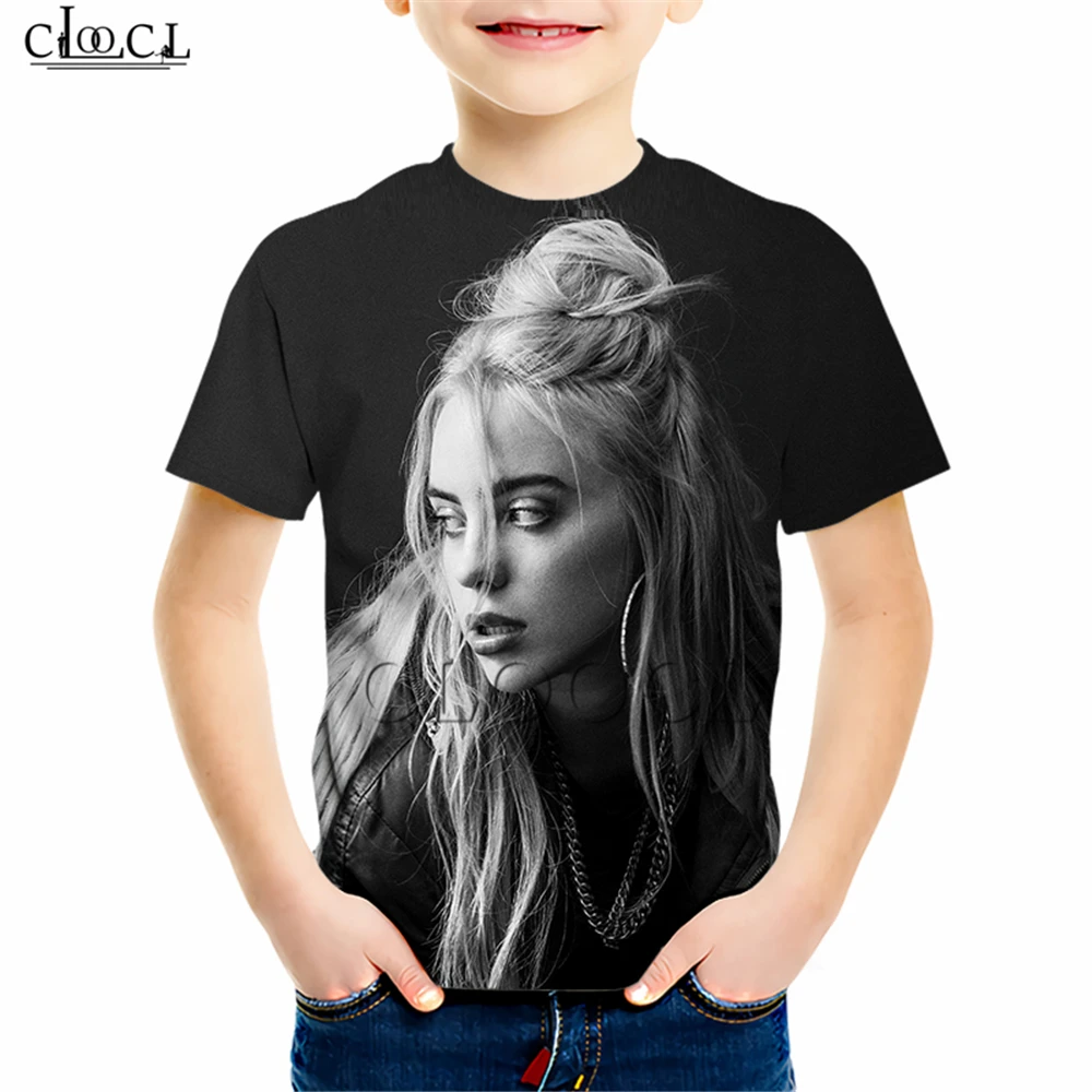 Подростковая Детская футболка с 3D принтом «Love Idol Genius Music Girl Billie Eilish», уличная одежда для мальчиков и девочек, повседневные топы для скейтборда