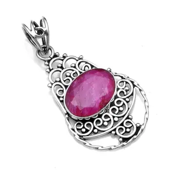 

Genuine Ruby Pendant 925 Sterling Silver, 67.4 mm, 2SP0748