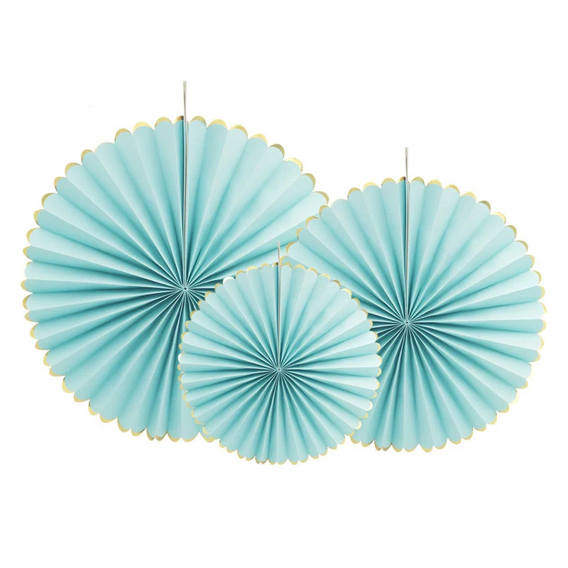 Blue New-3Pcs/лот детский душ Рождественская вечеринка сторона Ремесла бумажный Вентилятор Свадьба День рождения Домашнее украшение на Хэллоуин - Color: Blue