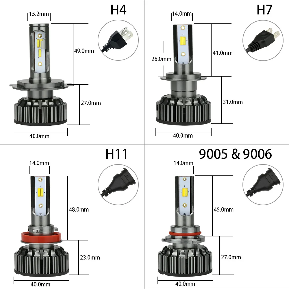 Zdatt H1 H11 H8 H9 9005 HB3 9006 HB4 H4 H7 Car Led Light Headlight Bulb Canbus 6500K 4300K 3000K 100W Turbo 12V Auto Lamp