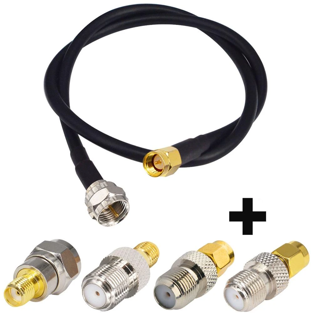 Sma To F Adapter Sma Male To F Type Male Rf Coaxial Coax Connector Cable Extension 19 Inch With