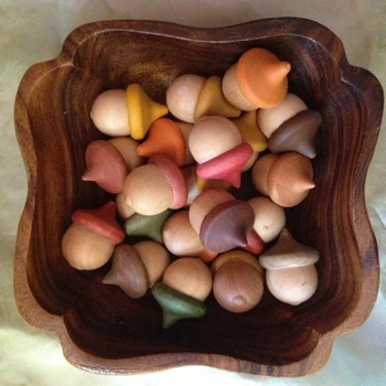 

50 Pieces Wooden Acorns Unfinished Hand-Painted Crafts Peg Dolls DIY Handmade Charms