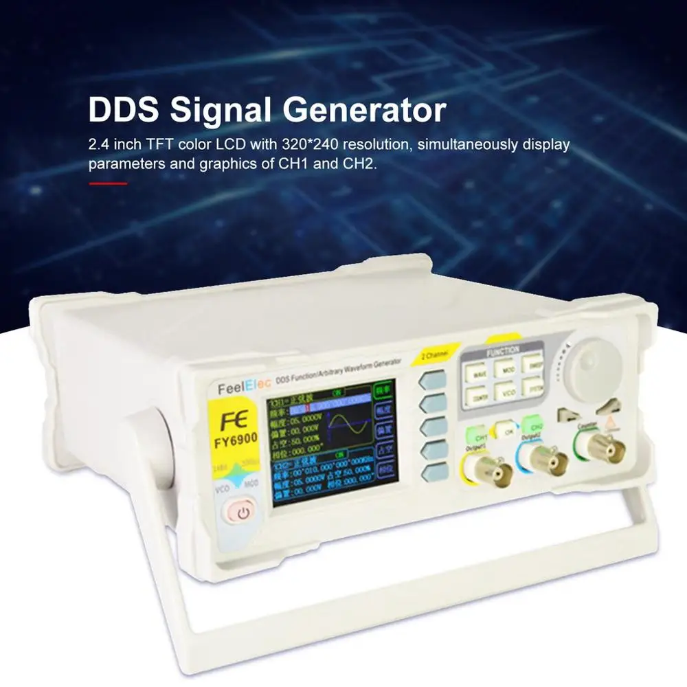 FellTech FY6800-40M 40MHZ 2-Channel DDS Arbitrary Signal Generator 250MSa/s 8192*14bits 100MHz Waveform Frequency Meter VCO US