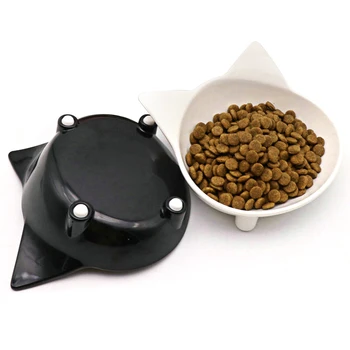 

2pcs/Lot Cat Bowls Set Shallow Cat Food Bowls Eating Drinking Bowl Whisker Fatigue Stress Relief Non-Slip Cat Dishes