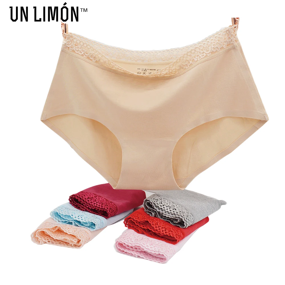 Бесшовные трусики UNLIMON хлопковое нижнее белье женские с кружевной каймой 8