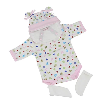 

Hearts-Print Romper Hat Set for 16-17 inch Baby Newborn Dolls Clothing