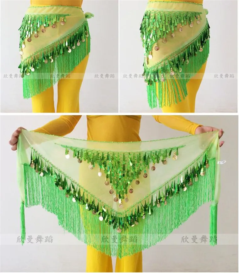 Accesorios de danza del vientre cinturones de danza del vientre triangular bufanda de cadera lentejuelas bandage danza cadena