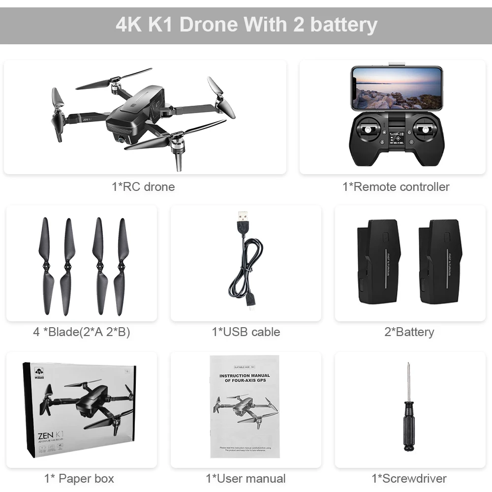 VISUO ZEN K1 Радиоуправляемый Дрон 5G wifi gps Бесщеточный 4K Двойная камера Широкоугольный красивый фильтр Радиоуправляемый Рисунок 60 км/ч Радиоуправляемый квадрокоптер - Цвет: 2B With Box