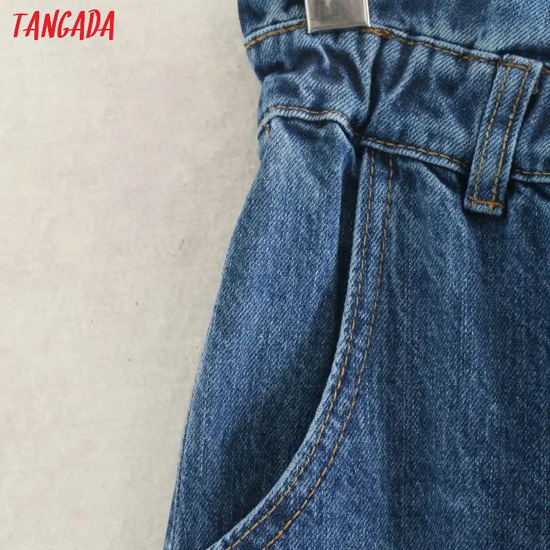 Tangada, женские синие джинсовые штаны, тянущаяся Талия, корейская мода, женские свободные повседневные винтажные джинсы, femme 4M190
