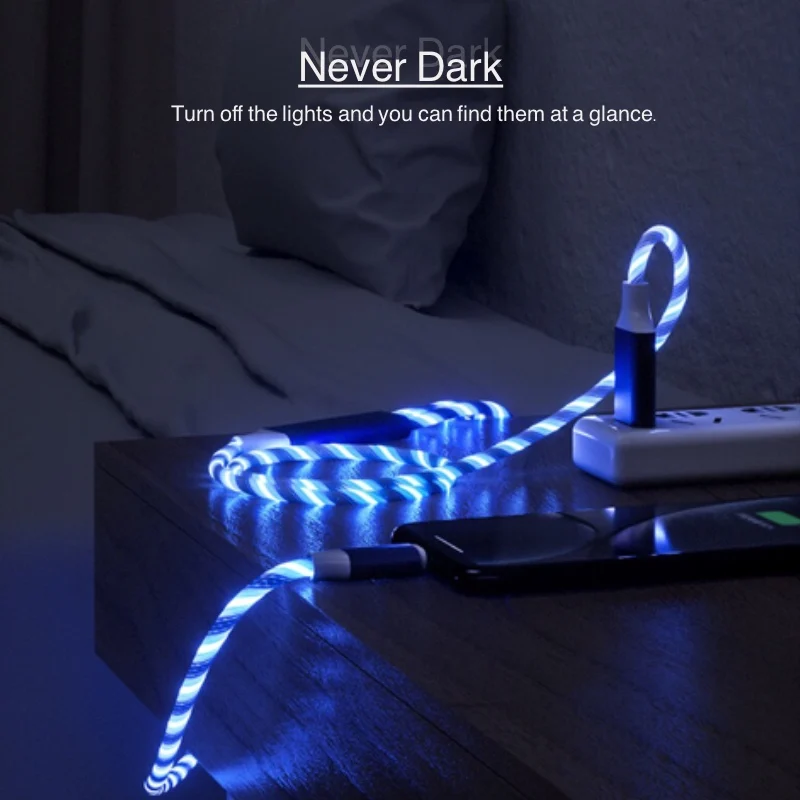 3 в 1 стример светодиодный USB кабель Micro USB кабель и type C кабель и кабель IOS Зарядка синхронизации для Iphone huawei Xiaomi Redmi LG и т. Д