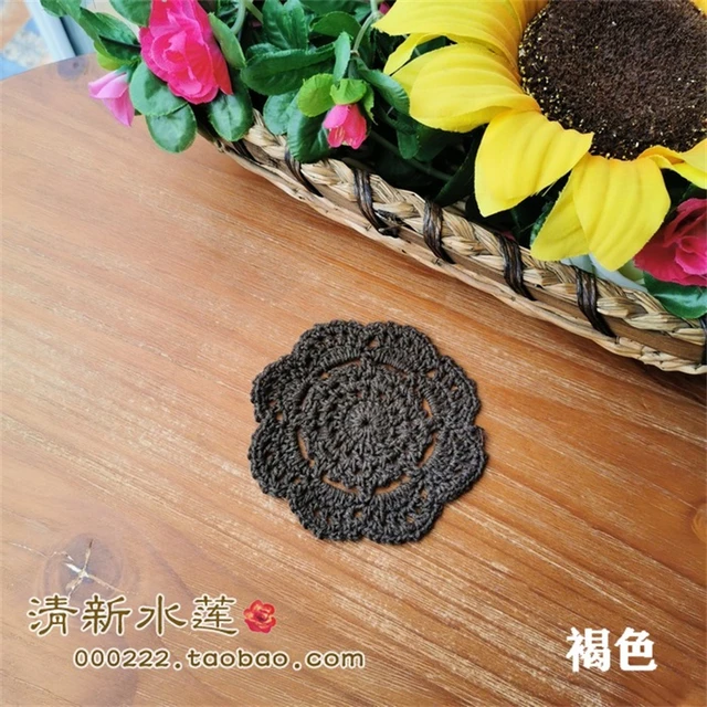 17AHSM Lace Cotton Crochet Handmade TableCloth Placemats DrinkCoaster Heat-resistant Nonslip Pads Home Decor Creative CupCoaster 4