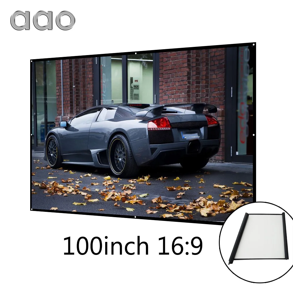 

AAO 60 100 inch 16:9 Projection Screen Simple Wrap Fabric Roll Up Business Meeting Projector Screen 100inch Portable Wall Canvas