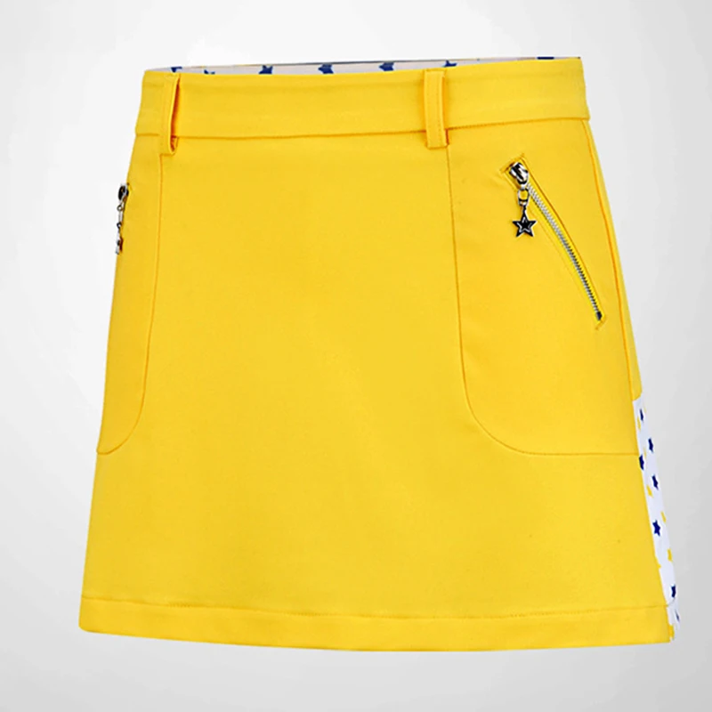 Yellow skirt PGM юбка для гольфа Женская дышащая высокоэластичная летняя спортивная одежда для бега и тенниса плиссированная короткая юбка женская одежда для гольфа - Цвет: Yellow skirt
