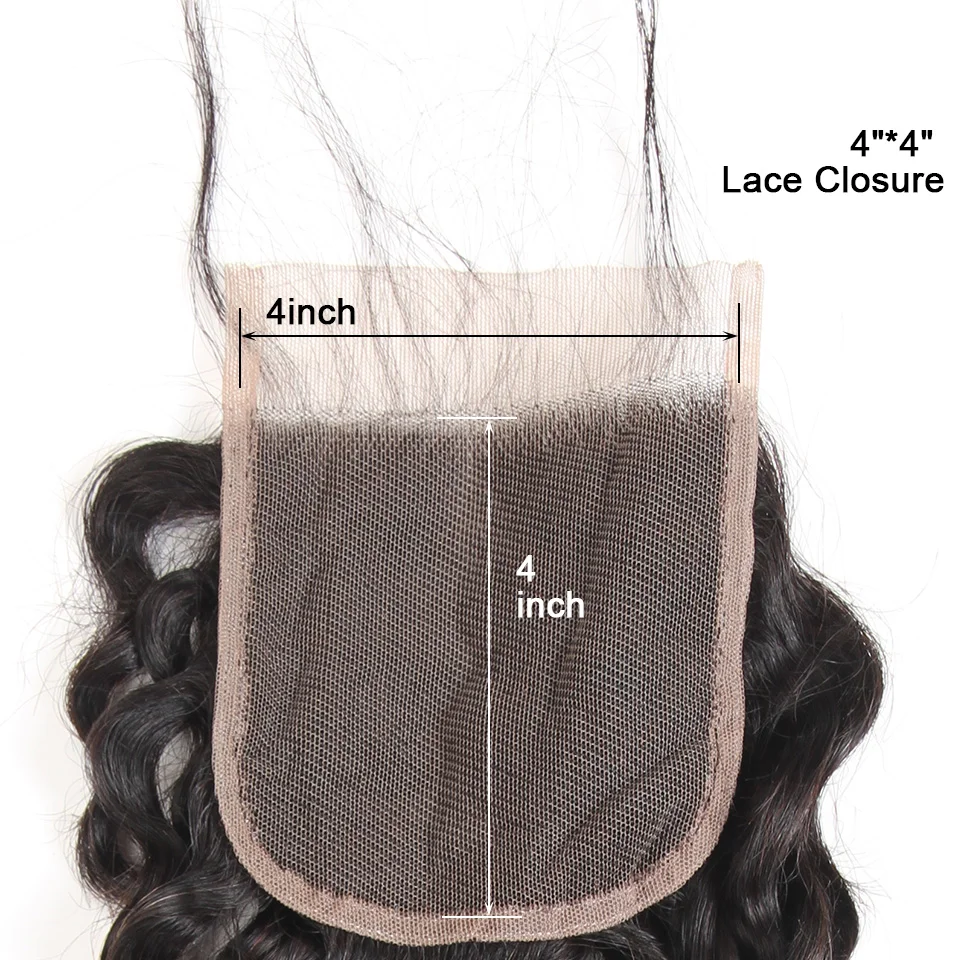 Beaufox бразильские волна воды кружева застежка 4x4 100% натуральные волосы-Реми свободная часть коричневый 8- 20 дюйм(ов)
