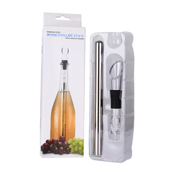 

3 in 1 Wine Chiller Stick Stainless Steel Chilling Rod With Aerator and Pourer For Party wine Cooling Sticks Cooler Bar tools