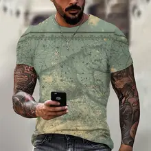 

Anchor 3D Printed T-shirts Map Pattern Summer Men T-shirt Breathable Short Sleeve T-shirts Casual Round Neck Men's Clothes Tops
